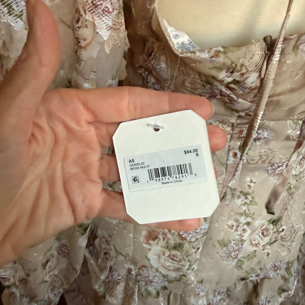 Altar'd State Floral Beige Long Sleeve Dress NWT - Picture 9 of 13